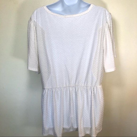2 FOR $30/💥💥💥Prospect Blvd White Swiss Dot Empire Waist Flutter Sleeve Top. - Picture 3 of 5